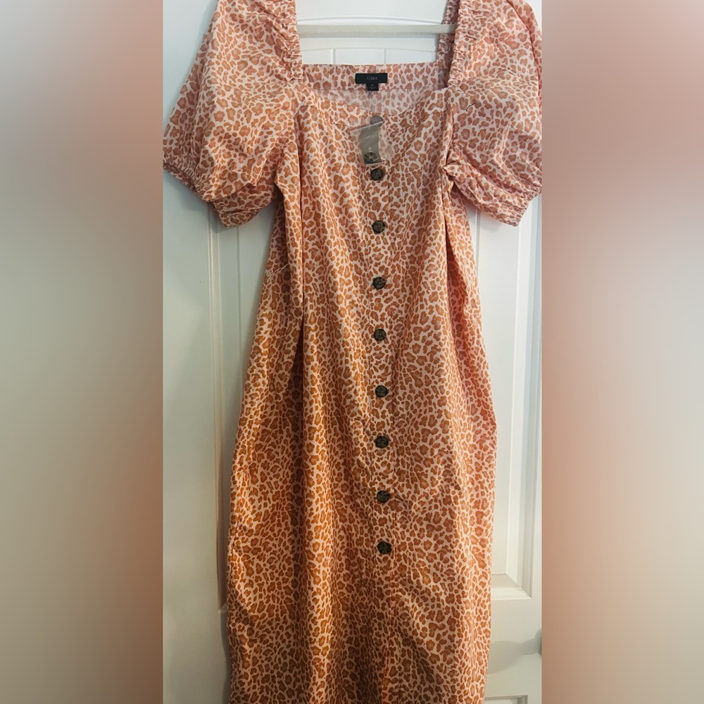 J. Crew Orange Animal Print Dress size M.